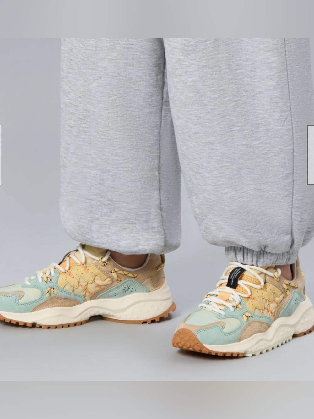 NWT Flower Mountain YAMABUSHI WOMAN Suede and fabric sneakers - Mentos/Sand Pale - Picture 2 of 15